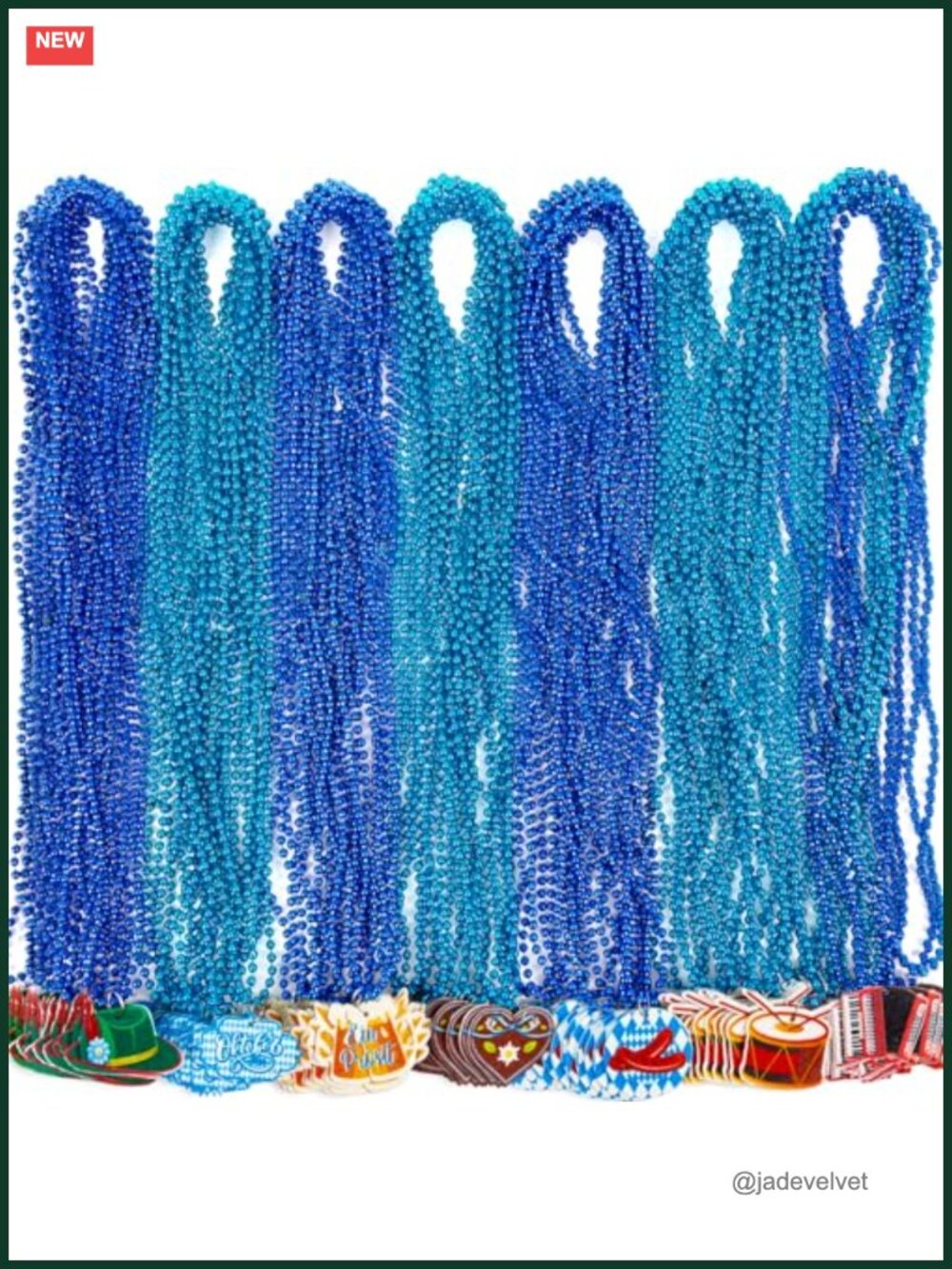 Oktoberfest Party Favor Necklaces Set of 100 German Themed Blue Metallic Plastic
